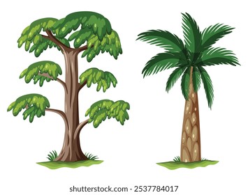 colección de diferentes árboles y plantas. aislado sobre fondo blanco.