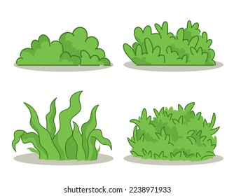 Collection of different type bush vector. Bush set with cartoon style