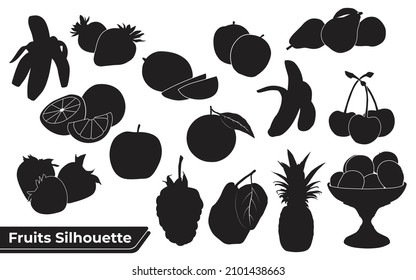 Collection of Different Type Fruits Silhouette