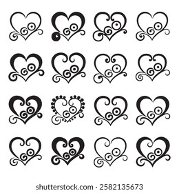 A collection of different type hearts shape with white background