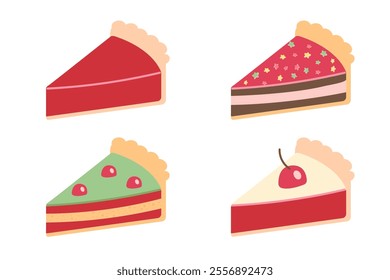 Collection of different types of cake slices