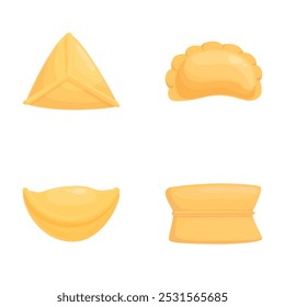 Collection of different types of pastry dough shapes isolated on white for culinary design