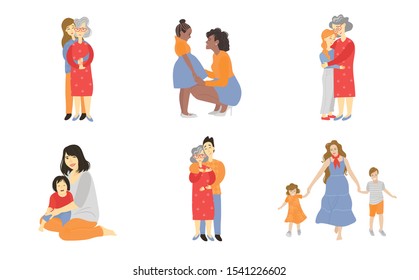 Collection Different Types Relationships Between Mother Stock Vector ...