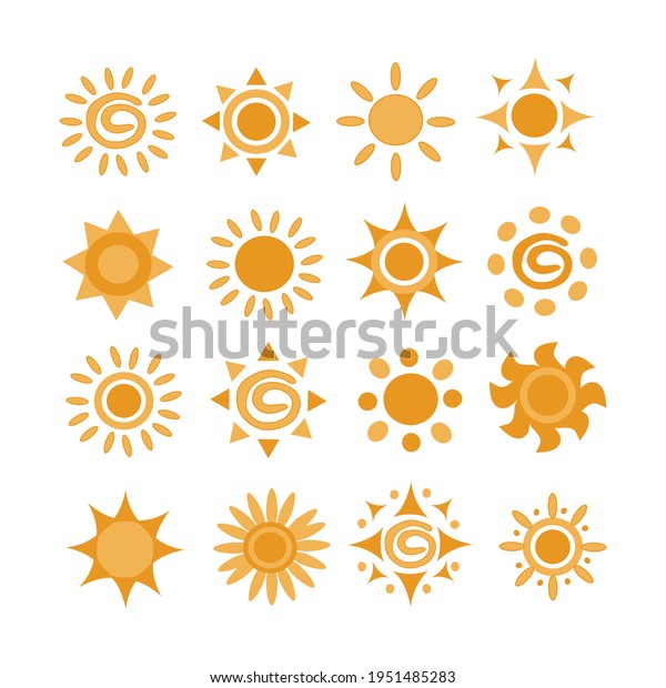 Collection Different Types Sun Set Flat Stock Vector (Royalty Free ...