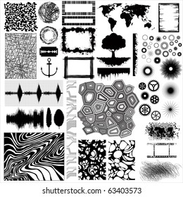 Collection of different vector shapes and patterns for designing