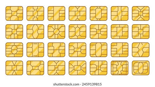 Collection Of Different Vector Sim Card Designs, Showcasing Various Standard Layouts Used In Telecommunications Devices
