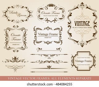 Collection Different Vintage Frames Vector Illustration Stock Vector ...