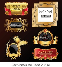 A collection of different vintage labels including one that says vintage.