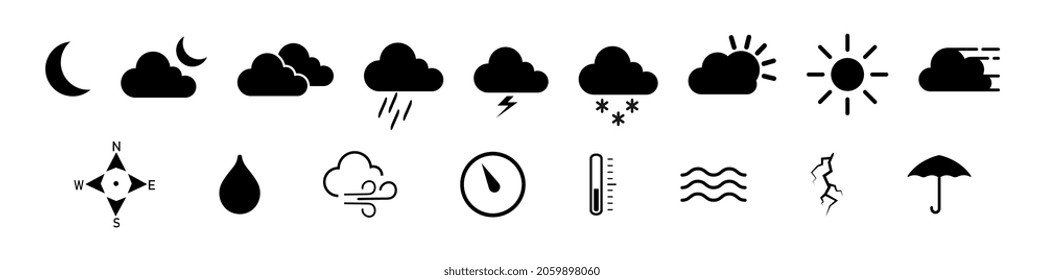 Collection of different weather icons vector illustration.