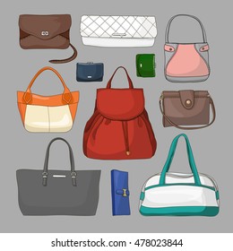 Collection of different women bags
