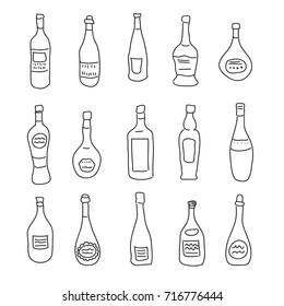 A collection of a differently shaped bottles of spirits