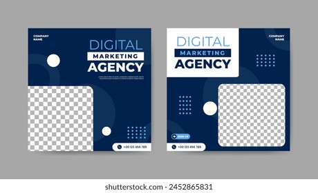 Colección del desarrollo digital en medios sociales post Plantillas. Fondo de diseño de Anuncio cuadrado.