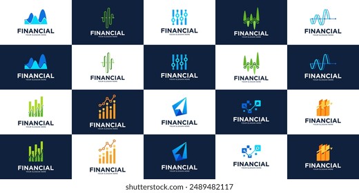 collection of digital financial investment logos, income, economic growth, logo graphic design.