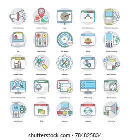 
Collection of Digital and Internet Marketing Flat Icons 
