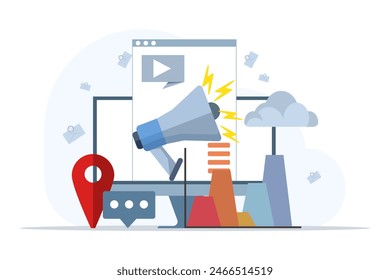 collection of digital marketing strategy concepts. Business development, social media management, SMM, brand insight, campaign strategy development, online channels metaphor. vector illustration.