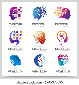 Collection of digital people logo design. Graphic design element. Vector illustration