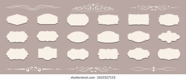 Collection of digital pictures, frames and labels, vintage style. Suitable for decoration of cosmetics, pharmacy products. Vector illustration.  EPS 10	
