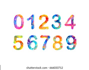 Collection of digits. Geometric numbers, triangular figures. Vector 