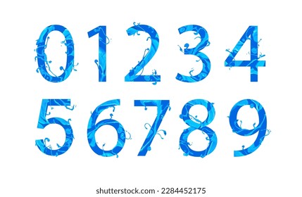 Collection of digits. Vector numbers. Figures of blue paint