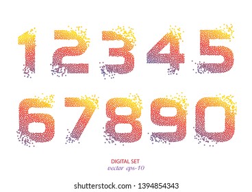 Collection of digits.Blast Particle Numbers .Numbers, figures vector .