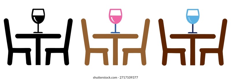 Coleção de ícones de restaurantes e restaurantes com talheres, mesas, pratos de serviço e cestas de pão