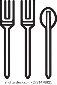 Coleção de ícones de utensílios de jantar com dois garfos e uma colher. Simples elementos de utensílios de cozinha para vários projetos de design.
