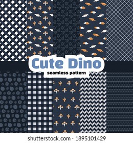 Collection of dinosaur seamless pattern. Premium vector 