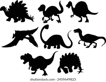 Colección de siluetas de dinosaurios en diferentes poses