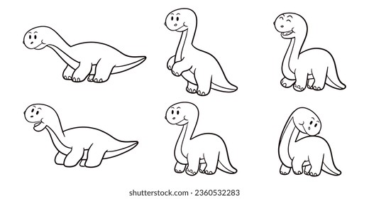 Collection of dinosaurs in various poses. Coloring dino saurus. Dinosaur line