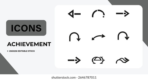 Collection of directional arrow icons, perfect for websites or apps.  Isolated on white background, easily editable vector graphics.  Ideal for navigation and UI design.