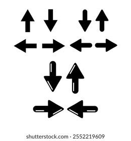 Coleção de setas direcionais em vários estilos e orientações