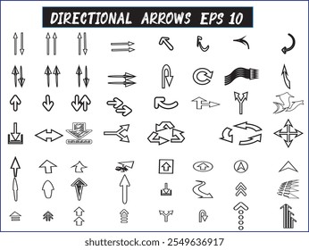 Coleção de vetores direcionais Setas , direita , esquerda, trás , retorno , datados e circulares