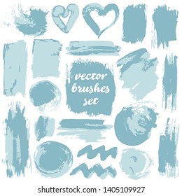Collection of dirty elements for design. Large set strokes, brushes, dots and lines