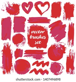 Collection of dirty elements for design. Large set strokes, brushes, dots and lines