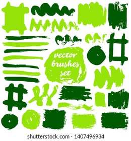 Collection of dirty elements for design. Large set strokes, brushes, dots and lines