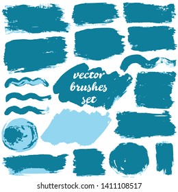 Collection of dirty elements for design. Large set strokes, brushes, dots and lines