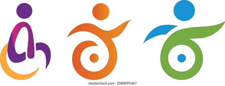 a collection of disability logos with various shapes with enthusiasm