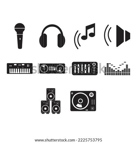 collection of disc jockey icon vector