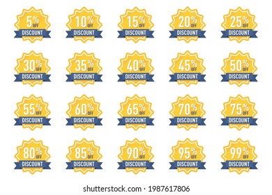 Collection of discount badges percentage tag for advertising