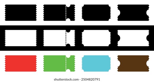 Collection of Discount coupon icons. Multi colors and mukti signs of ticket. Money-saving shopping concept vector illustration isolated on white background.