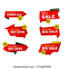 Colección de etiquetas de descuento, diseño de etiquetas de oferta y venta para publicidad y promoción. Diseño de vectores