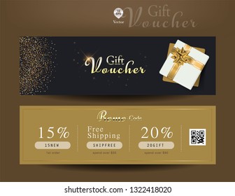 Collection of discount voucher template with ribbons bow and promo code. Detailed and realistic Vector illustration.