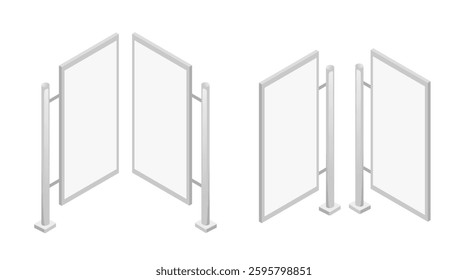 Collection of display panels in various sizes for advertising. Vertical design billboards. Professional marketing platform. Vector illustration isolated on white background.
