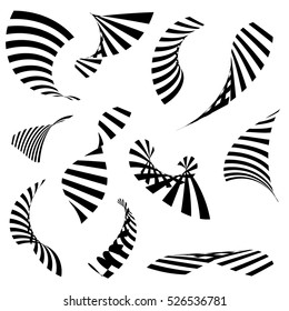 Collection distorted stripes. Set distorted stripes.