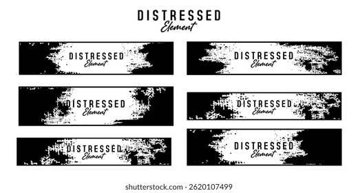 Collection of Distressed Black Brush Stroke Elements