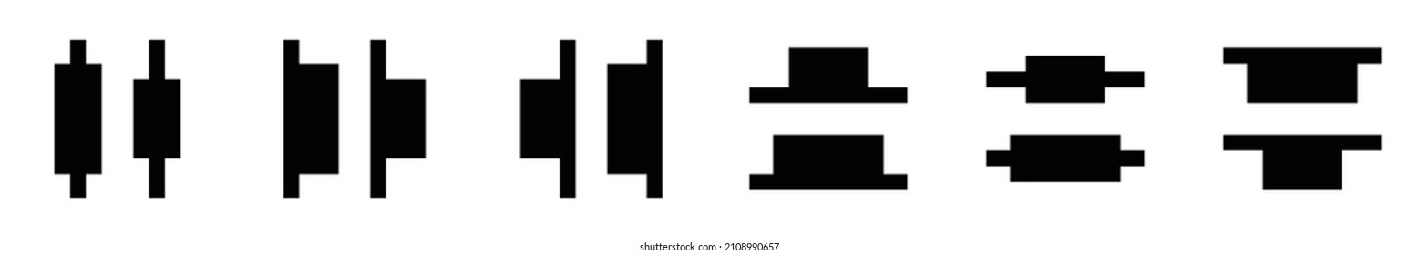 Collection of distribute icons. Black flat icon set isolated on white Background