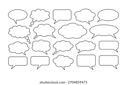 Sammlung verschiedener leerer Rede- und Gedankenblasen für Kommunikation, Dialog, Chat und Ausdruck Vektor
