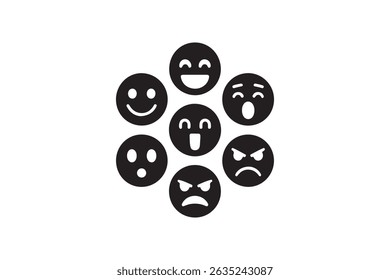 Collection of diverse emoji faces showcasing various emotions.
