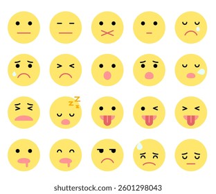 A collection of diverse emotional expression emoji icons
