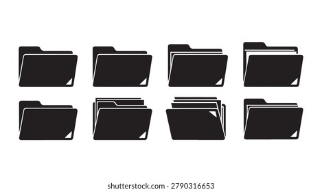 Collection of diverse file folders presenting information access and storage concepts. Ideal for business presentations.
